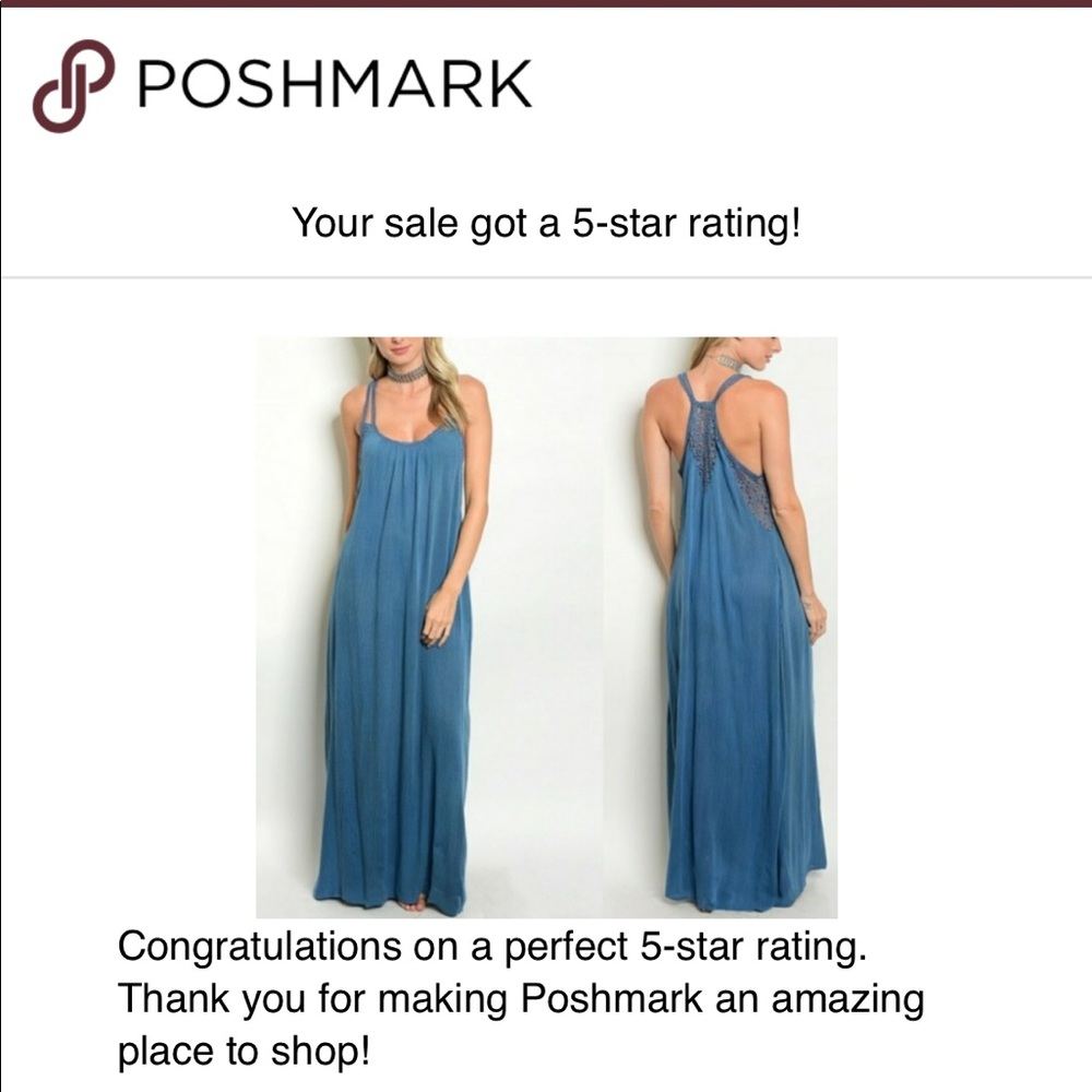 LAST SIZE SMALLS! Unique Dusty Blue Crochet  Maxi - Picture 4 of 4